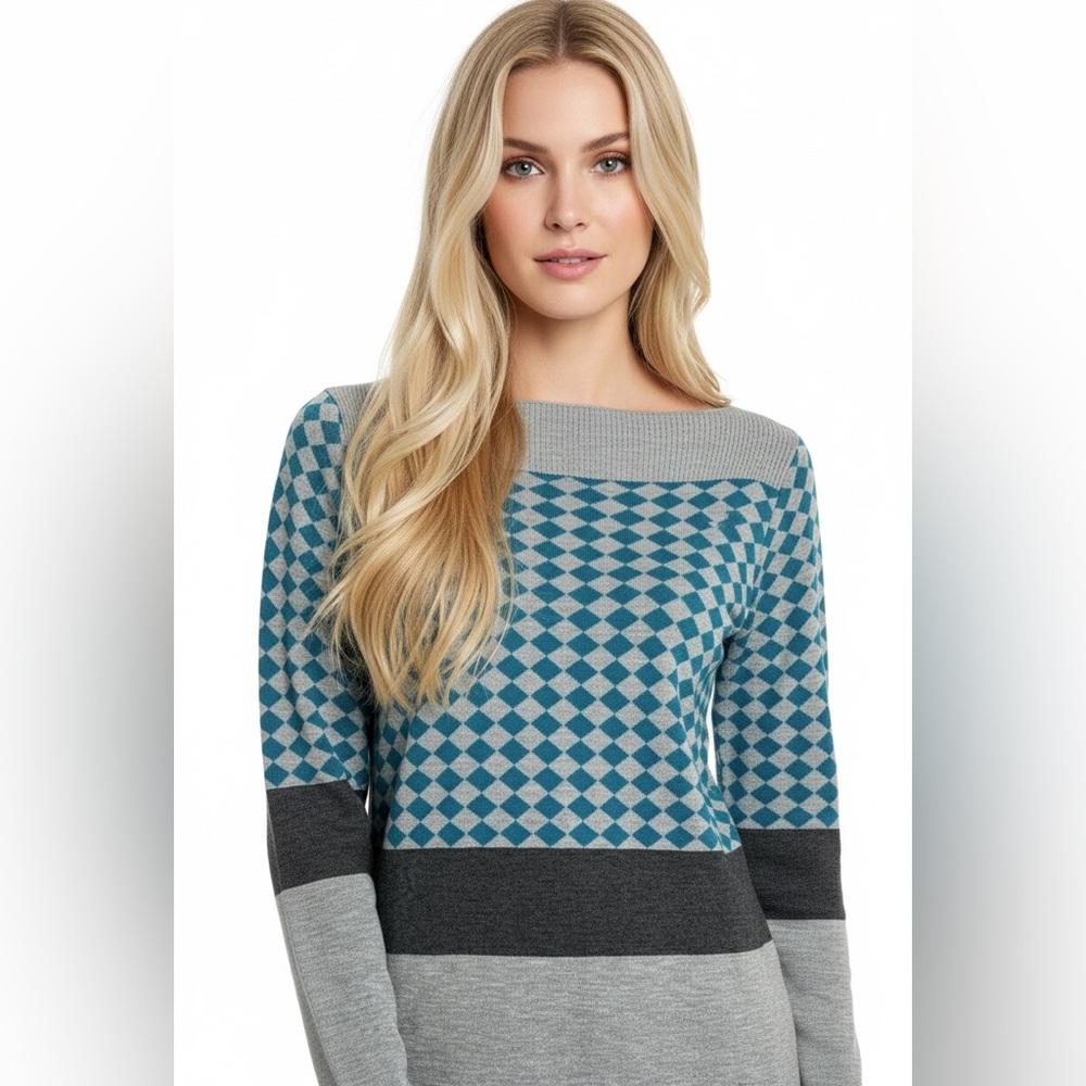 Max Mara Sportmax Code Gray and Teal Sweater